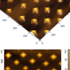 Array of ordered Ge(Si) pyramids