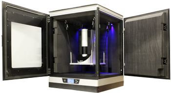 Photos of the thermal cabinet with NEXT microscope